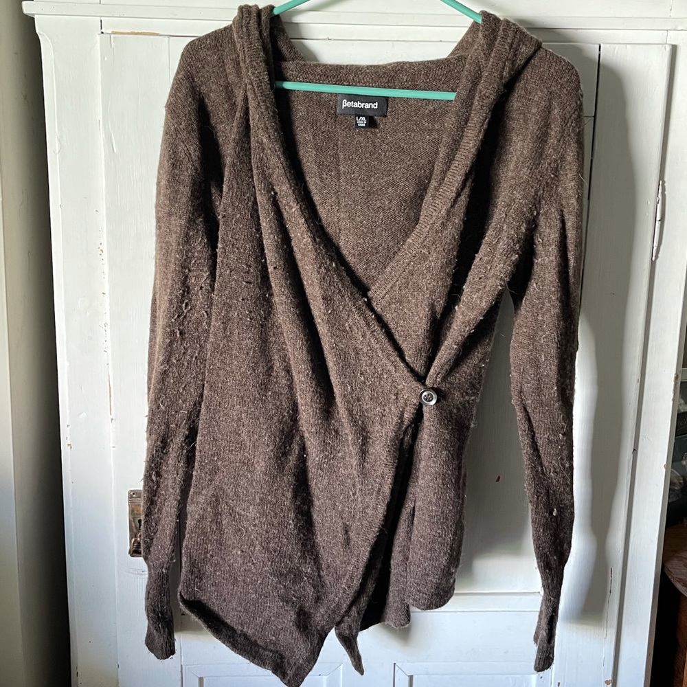 BetaBrand L/XL Wool/Alpaca Blend Wrap Sweater
